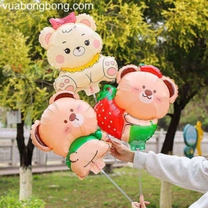 Bong bóng hình thú gấu dễ thương tổng hợp 1 nẹp van gắn que